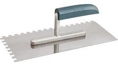 11023-W Plastering trowel 270mm_stainless steel_  8x  8mm_wooden handgrip on aluminium foot