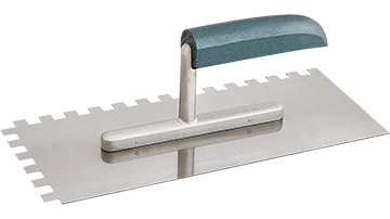 11024-W Plastering trowel 270mm_stainless steel_10x10mm_wooden handgrip on aluminium foot